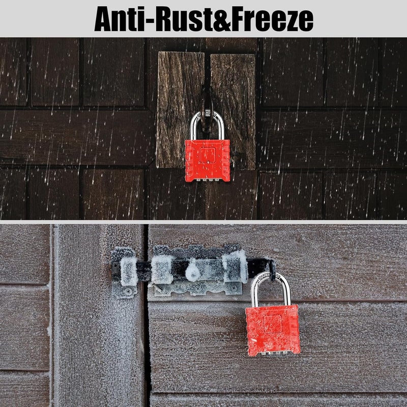 Diyife Large Outdoor Padlock [One-Touch Unlocking] [Resettable], Heavy Duty Combination Padlock, Design of Hidden Password, High Security Weatherproof for Locker, Home, School, Garage, Gate, Red - Image 5